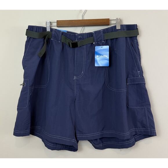 Columbia Sandy River Cargo Shorts Womens 2X Navy Belted Lightweight Hiking New - Picture 1 of 13